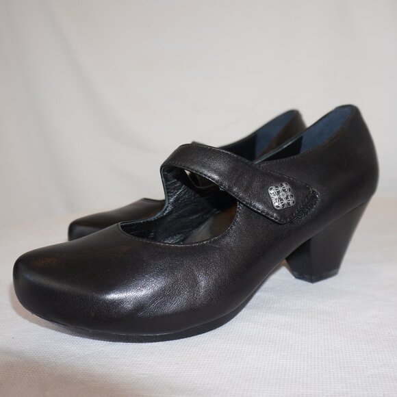 Dansko Shoes - Dansko Black Leather Mary Jane Asymmetrical Strap Block Heels EU 37 6.5/7
